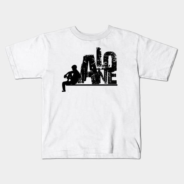 Alone guy siluet black and white Kids T-Shirt by anrazee